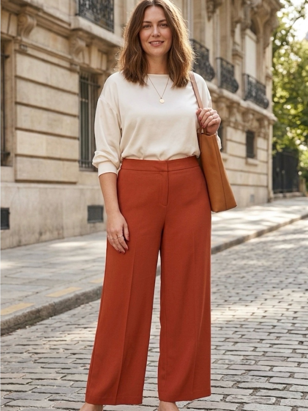 Madison Wide-Leg Pants in Rust